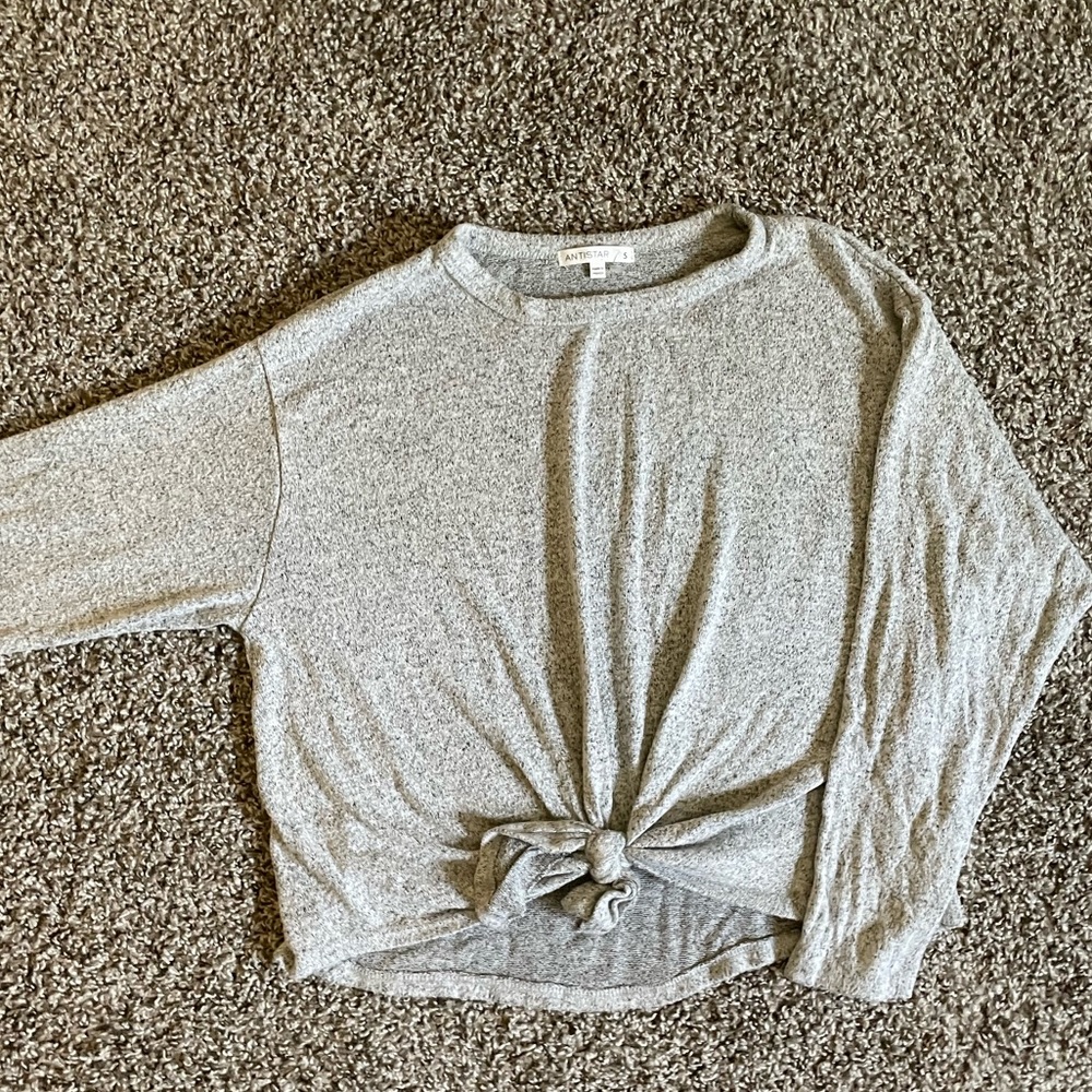 Antistar soft grey sweater with knot tie size small